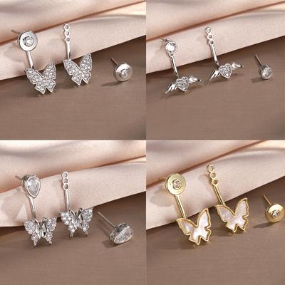 ZAKOL Micro-Intact Zircon Butterfly Drop Earring for Women Girls Korean Fashion Shiny Crystal Party Zircon Gift