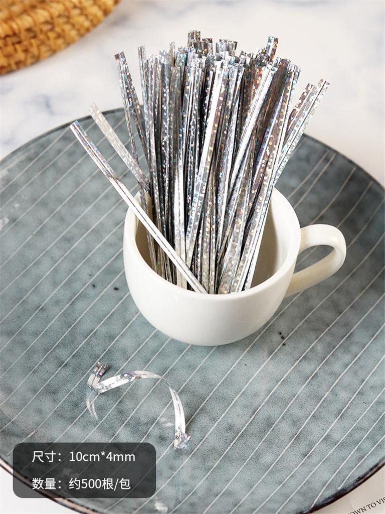500Pcs 10cm Laser Wire Metallic Twist Ties DIY Baking Packaging Lollipop Dessert Candy Sealing Gift Bag Decor