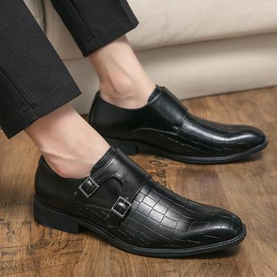 Fashion Korean Style Fashion Monk Strap for Men Crocodile Pattern Casual Oxford Gentleman Shoes Formal Wedding Prom Dress Homecoming