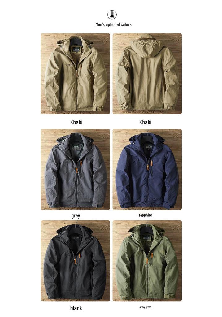 Men's Spring & Autumn Lightweight Windproof Waterproof Jacket with Detachable Hood