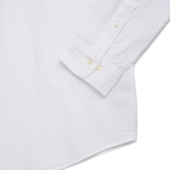 Regular Fit Cotton Seersucker Polo Button-Down Shirt (White) (BBTPMF0690AES)