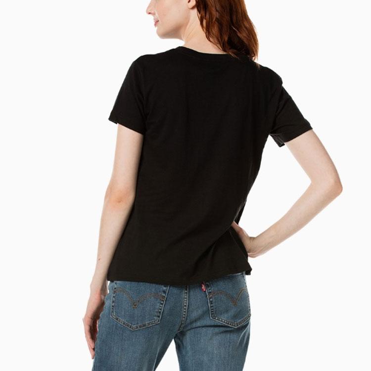 Levis Logo Print Round Neck Short Sleeve T-Shirt Women Tops Black 17369-0201