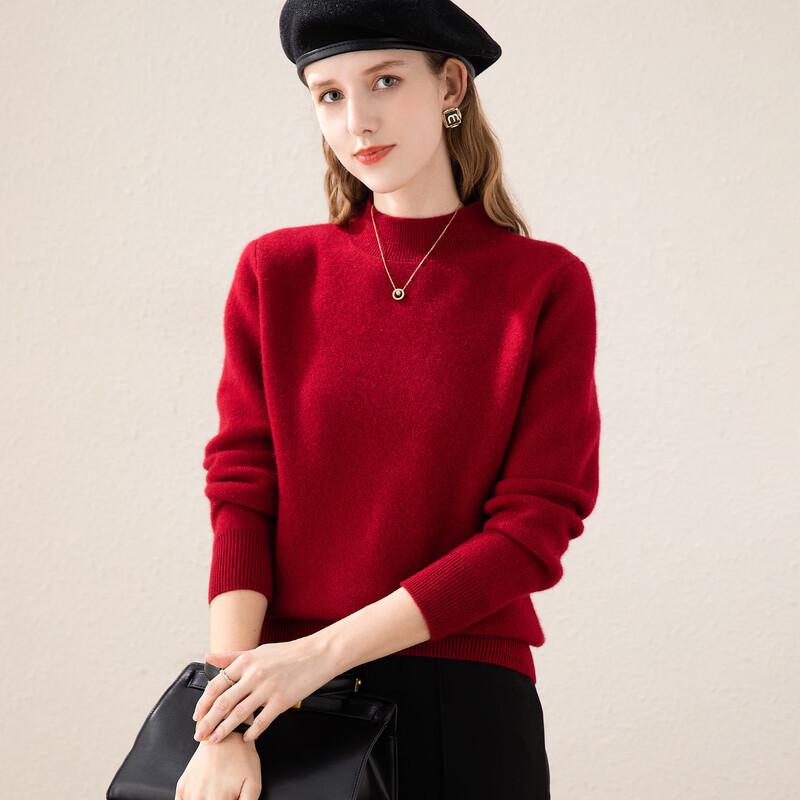 TUHUANG Women's Thickened Pure Cashmere Half-High Collar Sweater TW895971