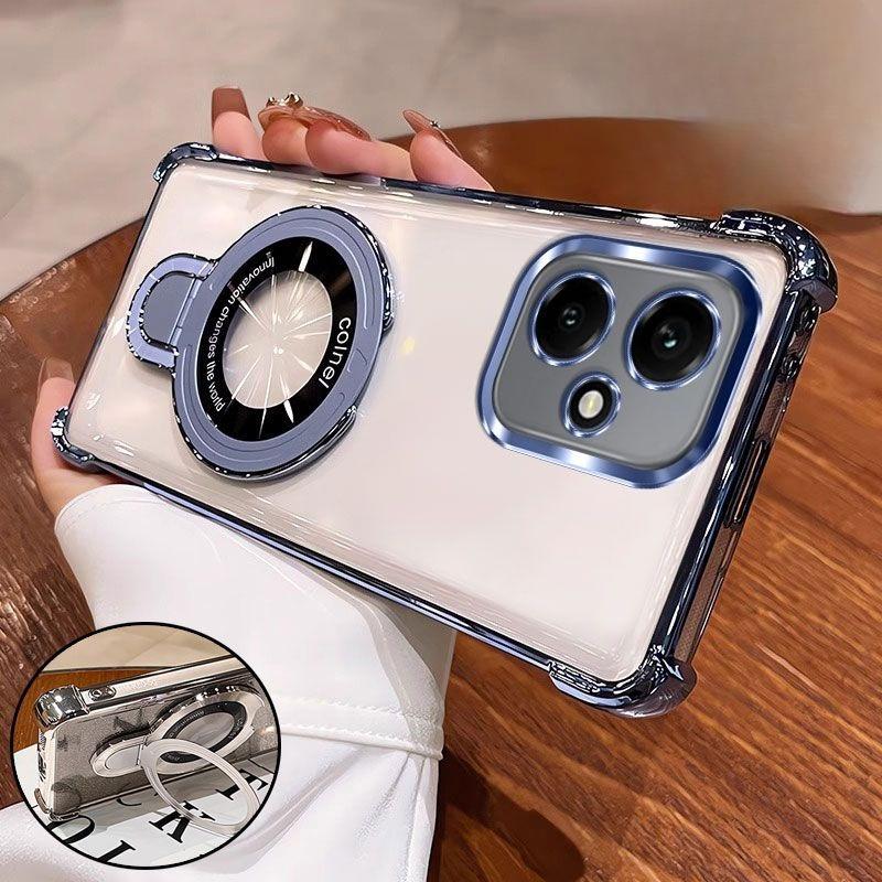 Glitzer Beschichtung Stoßfestes Case Für Huawei Honor 400 Lite Pro Fundas Magnetische Handyhalterung Hülle