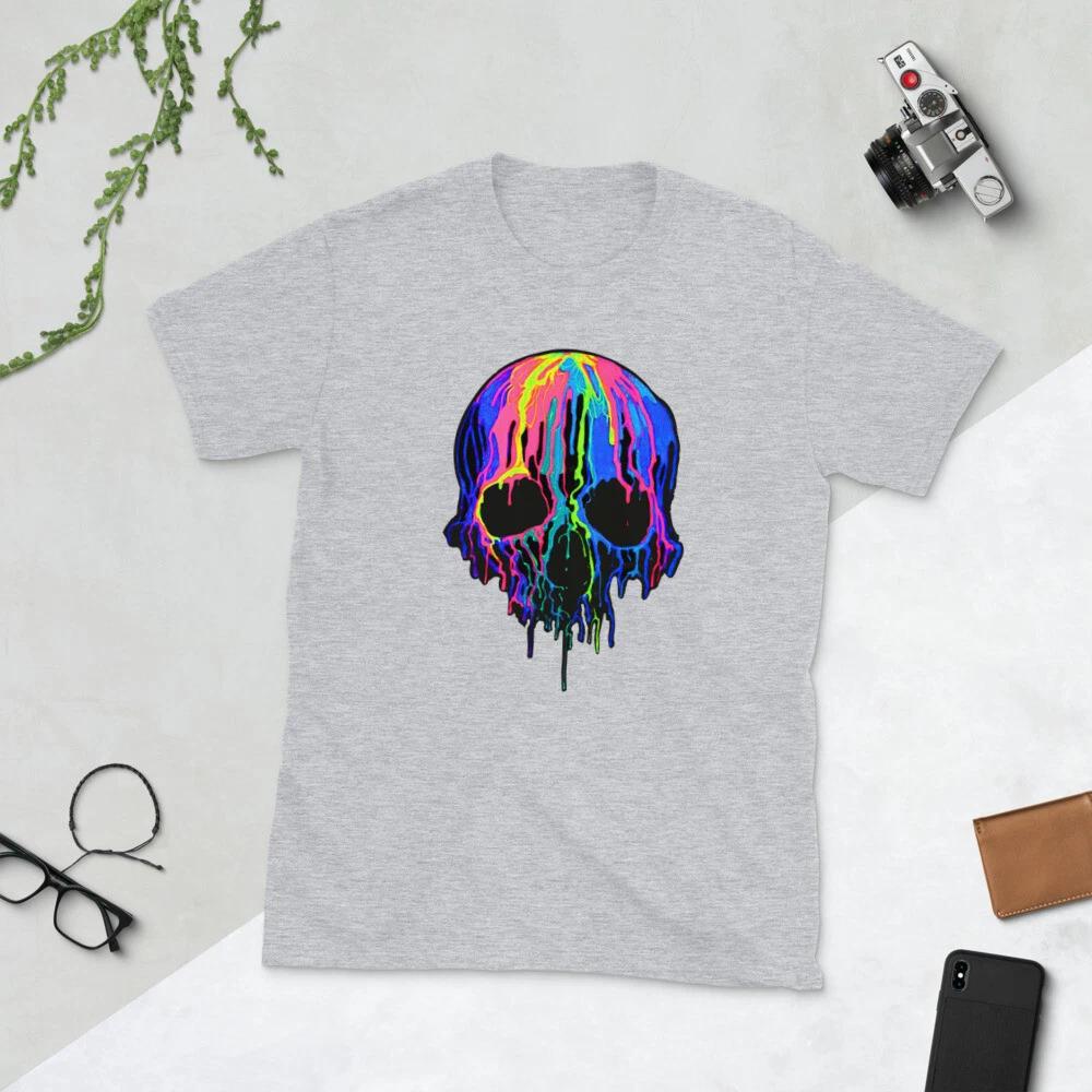 MELTING PAINT COLORFULL SKULL AWESOME GRAPHIC Short-Sleeve Unisex T-Shirt S