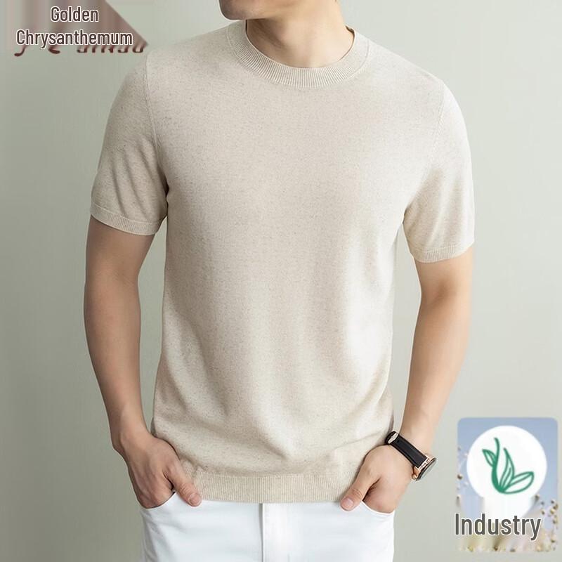 Men s Summer Linen Blend Short-Sleeve Knit T-Shirt 3XL