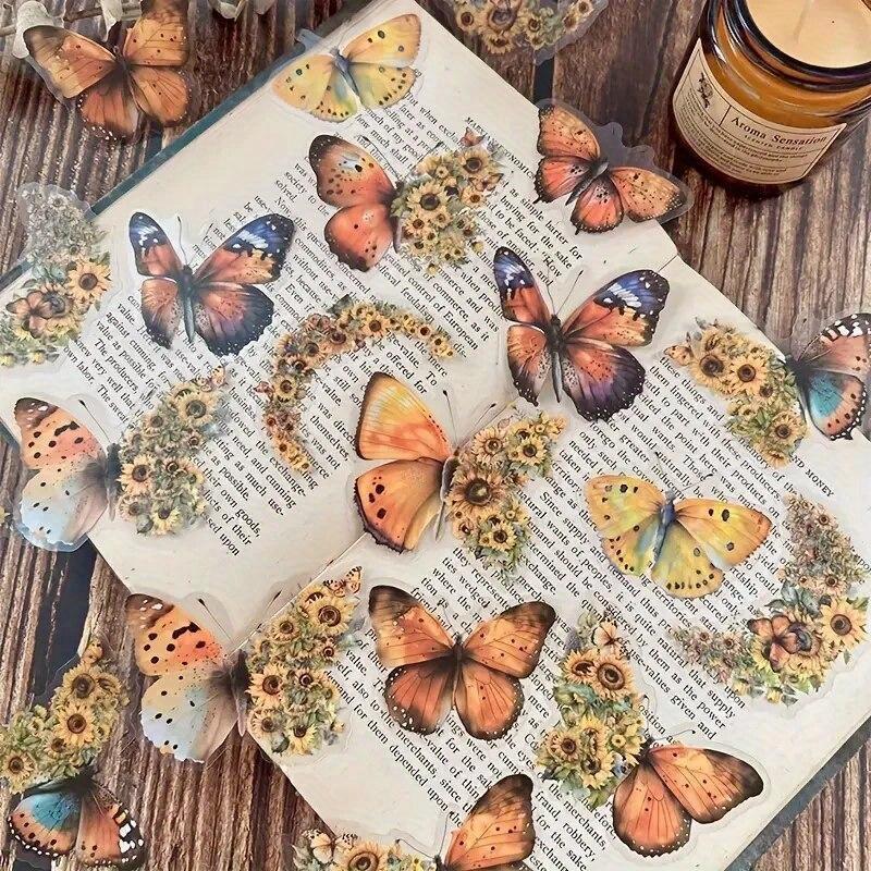 30 ks Samolepky s motivem motýlů a květin pro DIY dekoraci Balení ozdobných samolepek na scrapbook, štítek, deník, album, plánovač