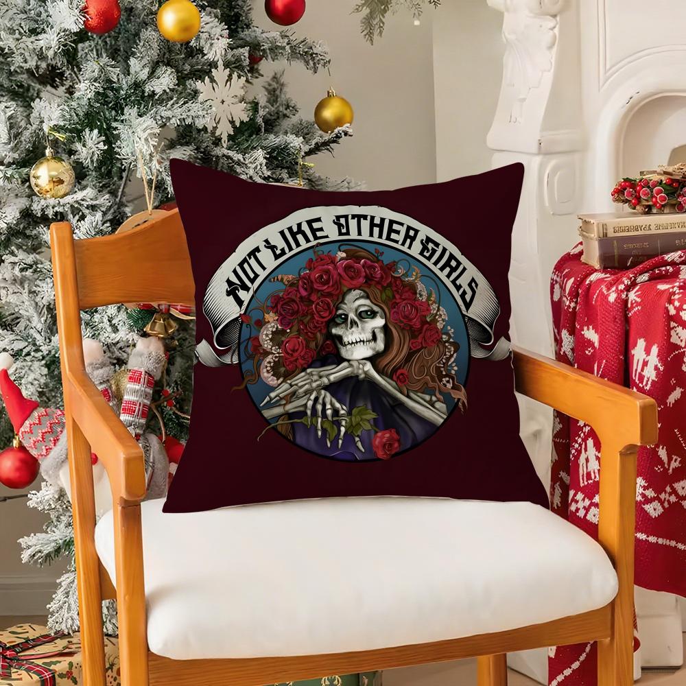 Sound Grateful Dead-Band Pillow Case Silky Short Plush With Invisible Zipper Dustproof Sofa Cushion Cover For Home Decor