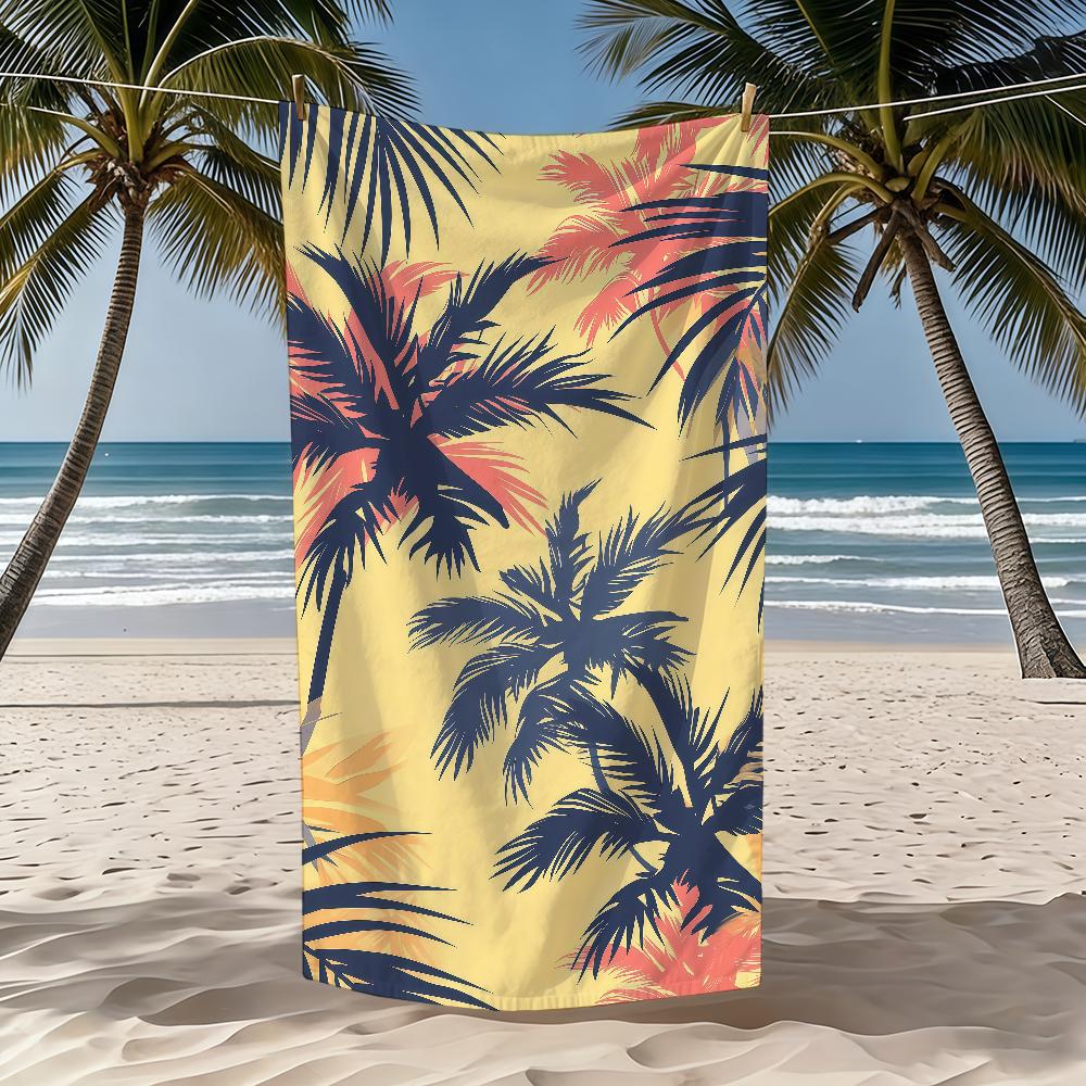 Handtuch Textil Bademantel Strand Illustration Schnelltrocknend Leicht Tragbar Camping Palmenmuster Schwimmbecken Baum Reisen