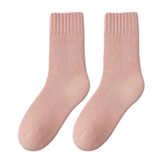 Thickened Fleece Lined Crew Socks Women Winter Socks, Solid Color Mid Calf Thermal Warm Casual for Home Use Cold Weather, Soft Hosiery Daily