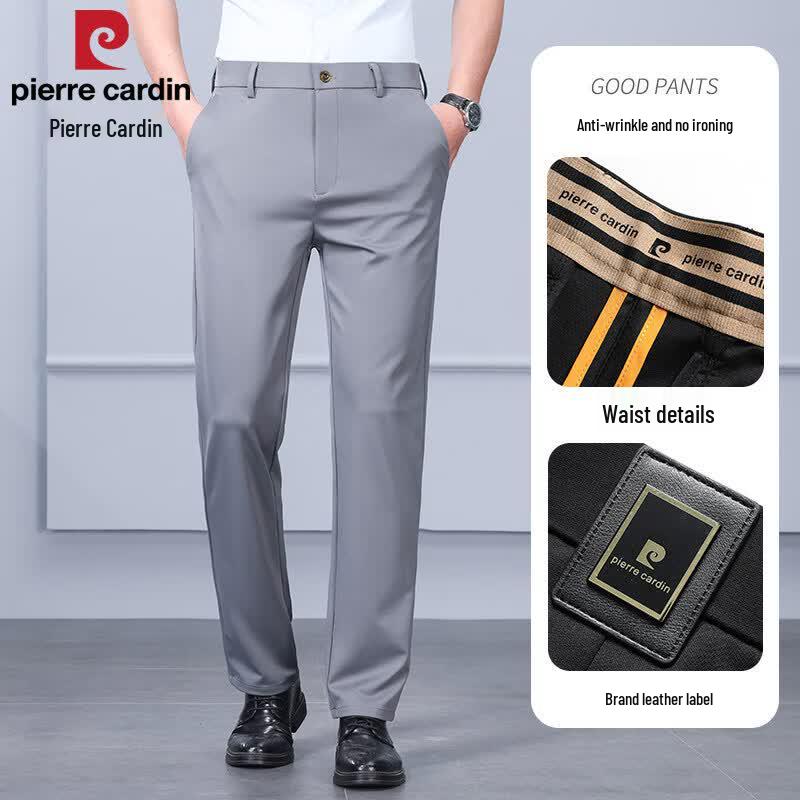 Pierre Cardin Men s Mulberry Silk Blend Straight Fit Casual Trousers 31 серый