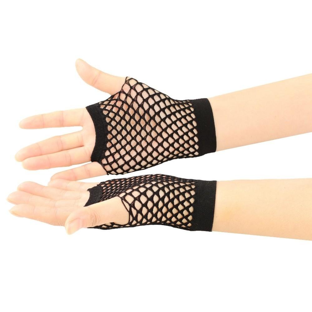 Elastic Short Fishnet Gloves Web Design Punk Rock Gloves Fingerless Mesh Gloves  Party Club