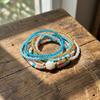 17Pcs Boho Shell-Inspired Beaded Bracelet Set for Women Pastel Color Layered Wrist Jewelry Summer Beach Vacation Accessories