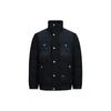 Fukushin Evisu AW23 Trademark Embroidered Denim Patchwork Regular Fit Stand Collar Down Jacket Men jackets Black 2EAHTM3NJ1036XXPL