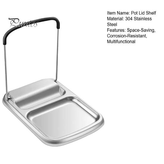 Rust-proof Foldable Shelf Stainless Steel Pot Lid Rack Space-Saving Corrosion-Resistant Easy To Clean Multifunctional Spatula Holder Spoon Stand