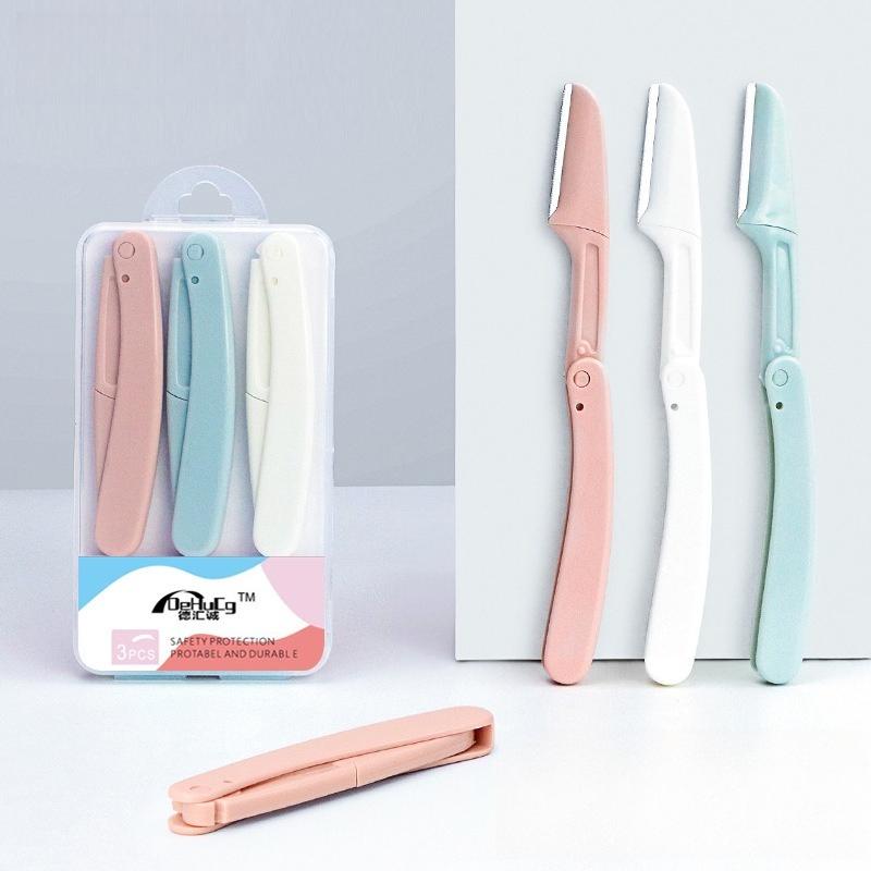 

3 шт. Ножницы-триммер для бровей с расческой, Изогнутая бритва для бровей, Нескользящий груминг для удаления волос на лице из нержавеющей стали, Набор для придания формы бровям и бритья бороды 3PCS разноцветный