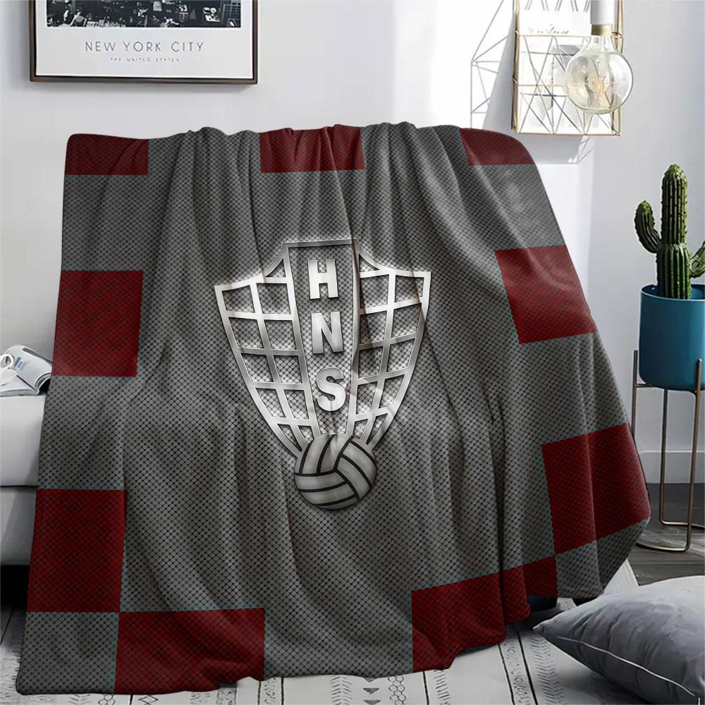 Kroatien Fußball Aufgedruckte Flanelldecke, weicher Überwurf für Schlafzimmer Sofa, waschbar, Fußballfan Artikel, tolles Geschenk.