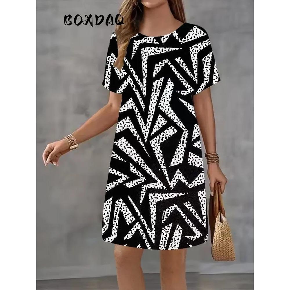 

Нова мода Милі Каваї Сукні Жіночі З Принтом Графіті З Коротким Рукавом Вільна Повсякденна Міні-Сукня Великих Розмірів Літній Одяг 8XL 8XL