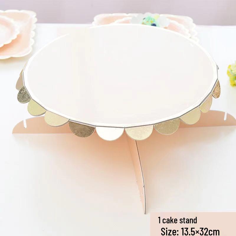 Three-Tier Gold Stamping Cake Stand for Birthday Party Desserts