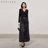 Qianwen Temperament Diagonal Knitted Sweater 2026 Spring New Elegant and Simple Hollow Lace Collar Wool Top