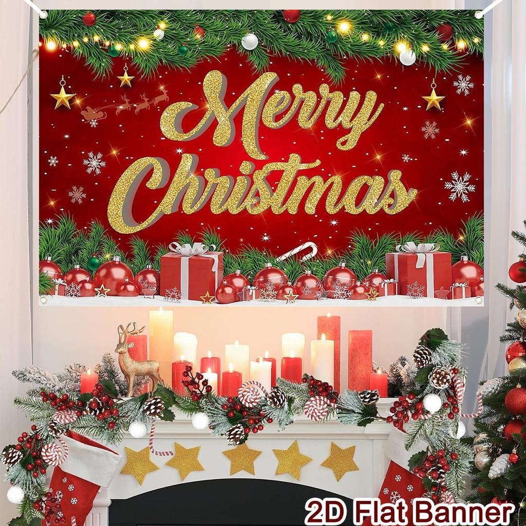 Merry Christmas Banner Backdrops Santa Claus Background Christmas Decorations 2025 for Home Navidad Natal Noel New Year 2026