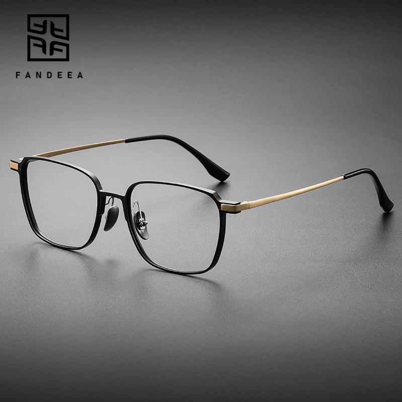 

2025 Trendy Men s Ultralight Square Myopia Eyeglass Frames - Aluminum-Magnesium & Beta-Titanium with Prescription Plano Lenses