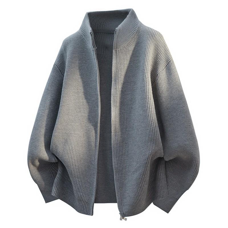 Mens Loose Fit Half Turtleneck Knit Cardigan Sweater Casual Streetwear Winter Basic Solid Color