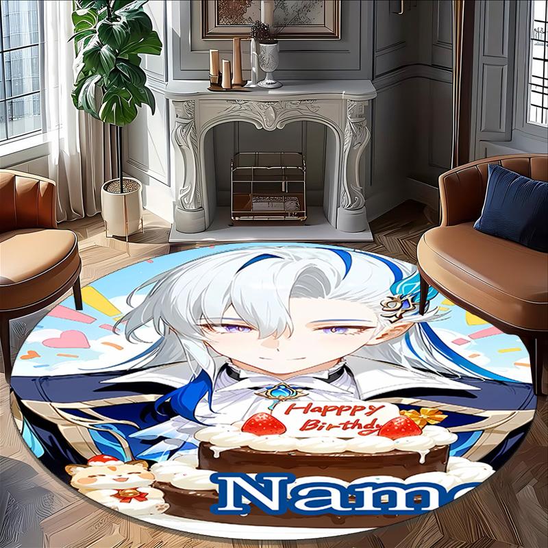 Personalized Genshin Impact Round Chair Office Rug - Perfect for Mat, Office Chair & More - Ideal Gift for Birthdays and Holidays