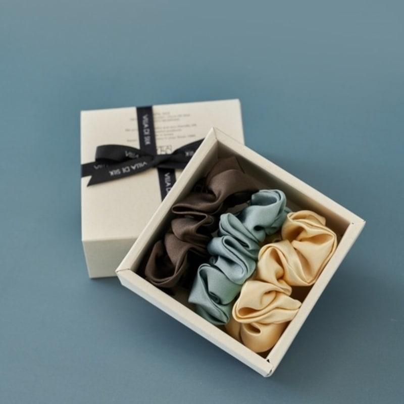 VILLA DE SILK Baby Scrunchie 3set(Butter/Teal green/Brown)