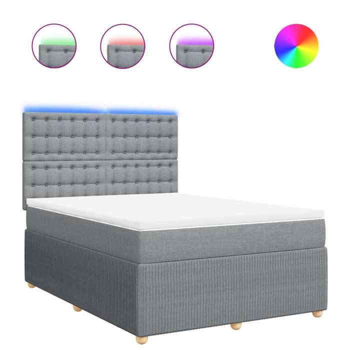 VidaXL Sommier à lattes de lit avec matelas Gris clair 140x190cm Tissu 3294365