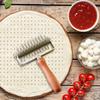 Stainless Steel Pizza Dough Roller with Wooden Handle Professional Baking Tool for Pie Pastry Bread Needle Puncher