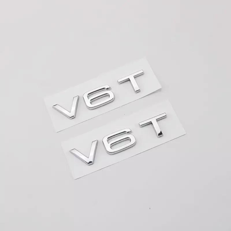 3d ABS Chrome Black V6T Logo Number Letters Car Fender V6 T Emblem Badge Decal For  Audi A6 C7 A4 4 S4 V6T Sticker Accessories