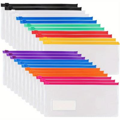12/24/36 Stück A6 Poly-Ziplock-Umschläge 22,86x11,94cm - Wiederverwendbare Plastiktasche für Büro, Schule, Reise, Federmäppchen