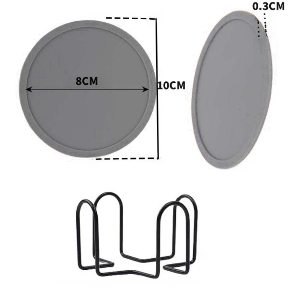 4pcs Functional 10cm Cup Mat Black Round Shape Silicone Coaster Non-Slip Surface Heat Resistant Table Placemat Tabletop