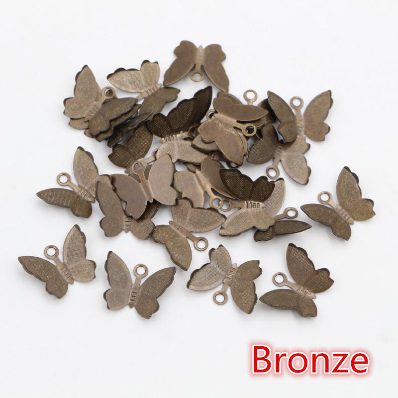 100pcs Metal Copper Small Butterfly Charms Pendant 11mmx13mm DIY Jewelry Accessories Findings for Necklace Bracelet Earrings