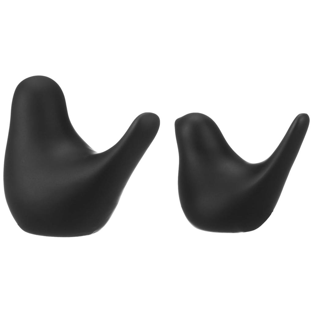Creative Black Birds Matte Ceramic Figurines Home Decorations Accessories (Pack of 2, Black)