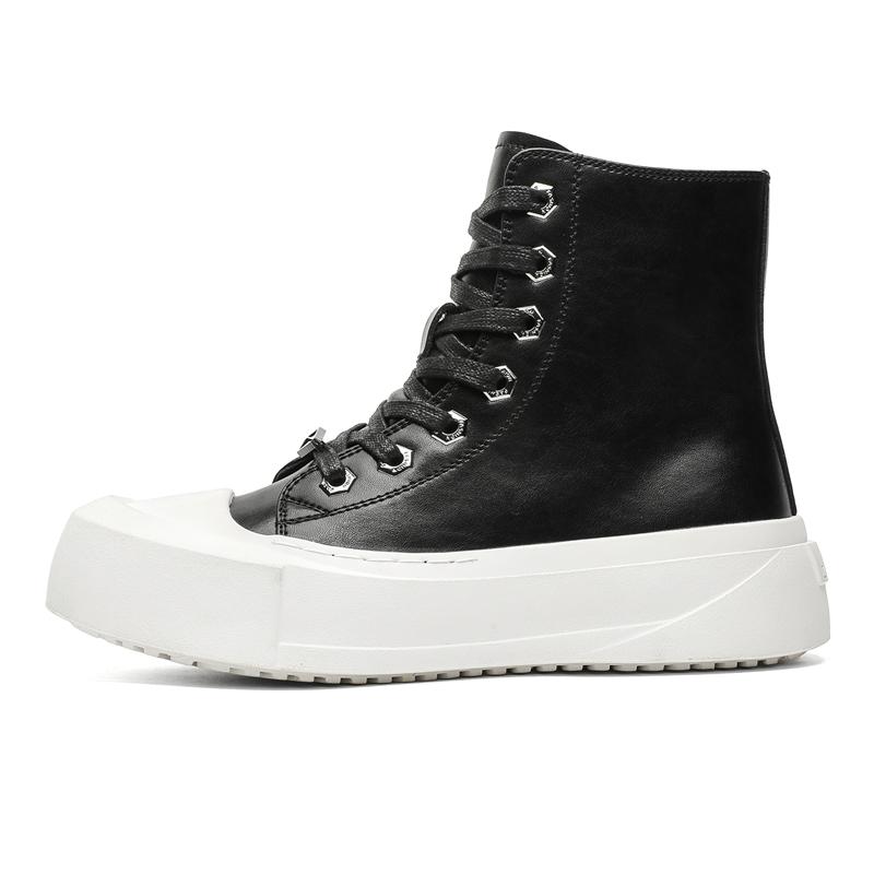 Fashion Casual high top men's board shoes Trendy and versatile designer styles Outdoor leisure party Daily youth Plus Size shoes Black