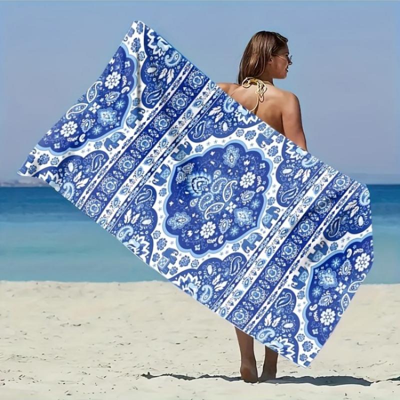 

1pc Vintage Bohemian Print Microfiber Beach Towel, Quick-Dry & Ultra-Absorbent, Rectangular Shape, Ideal for Beach,Pool,Bathroom W30*H60(CM)