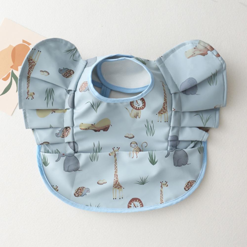 Nordic Style Baby PU Leather Waterproof Bib With Angel Wings Children Feeding Bib Burp Cloth Easy to Clean Baby Cute Print Bibs