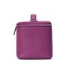 Lychee Leather Handheld Cosmetic Box with Detachable Mirror Double Zipper Travel Makeup Bag for Women