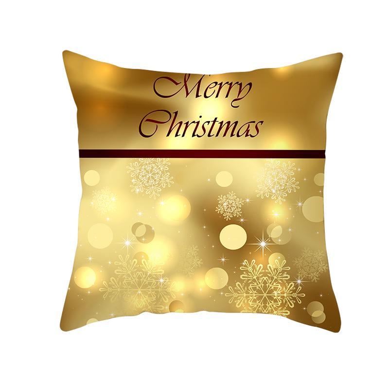 Golden Christmas Peach Velvet Cushion Cover New Digital Printed Square Cushion Cover Cushion Cover