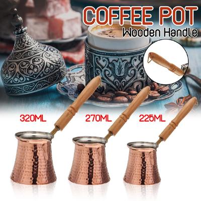 225ml/270ml/320ml Kawa Turek Turecki Miedziany Ekspres do Kawy 3 Rozmiary Kawa Drewniana Rączka Cevze Turek Turecki Dzbanek do Kawy