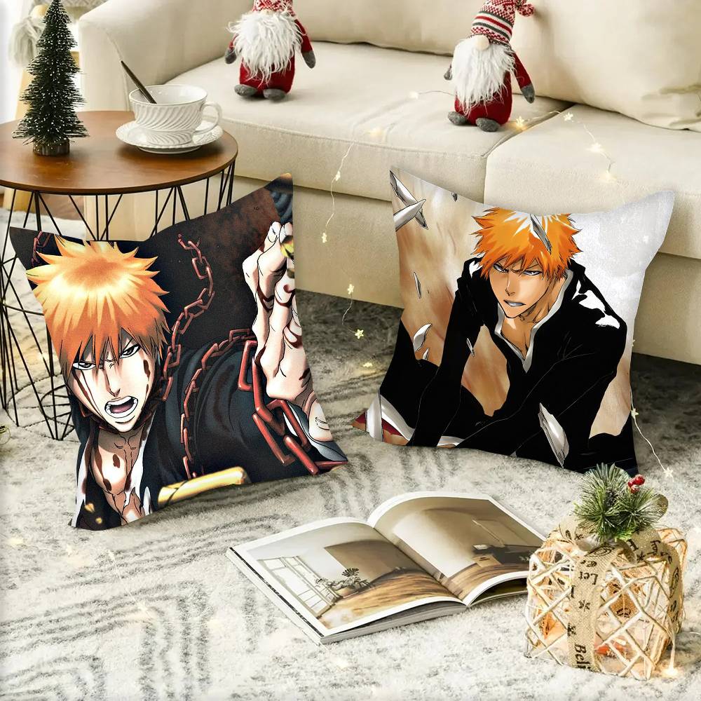 Vintage Bleach Anime Kurosaki Ichigo Kissenbezug Quadratisches Kissen Schlafzimmer Sofa Freizeit Komfort Kissen Auto Heimdekoration