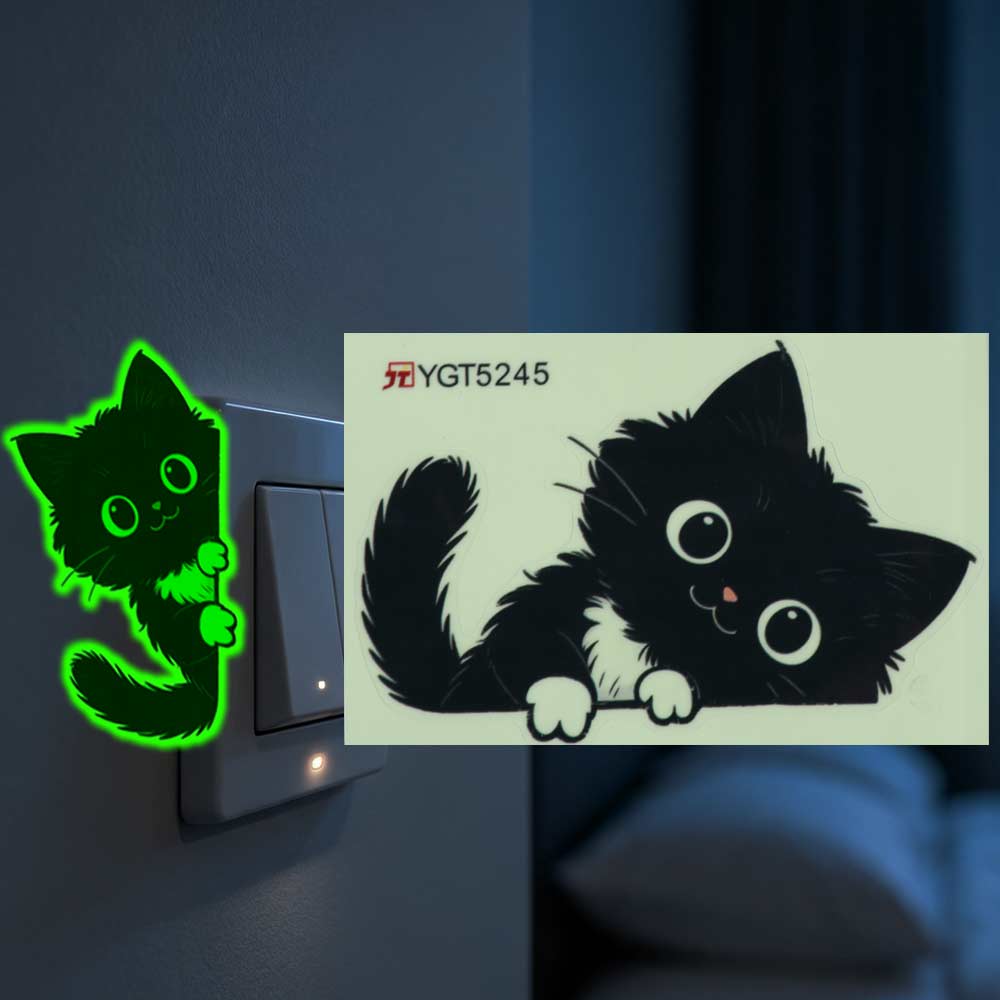 Self-Adhesive Glowing Cat Stickers Home Decor Cat Switch Stickers Dorm Room