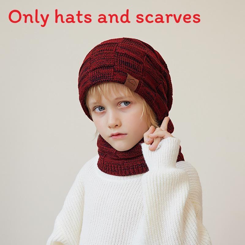 Kids Knitted Hat And Gloves Set For Winter Warmth With Neck Protector For Children