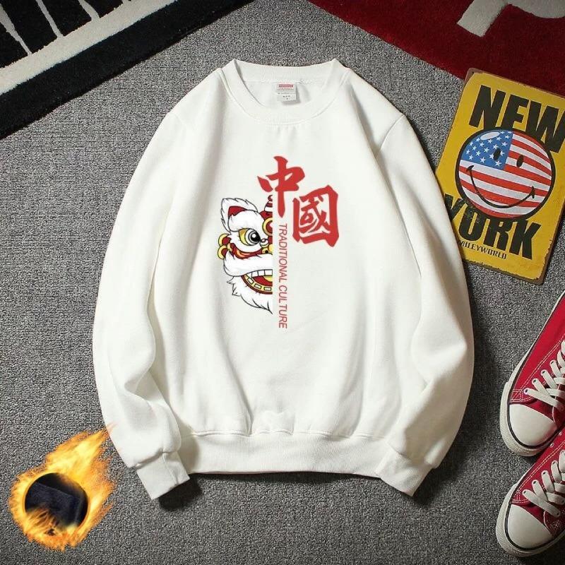 Spring and Autumn New Style National Fashion Sweater Men's Loose Pullover Round Neck Jacket Ins Trendy Velvet Top Long Sleeve