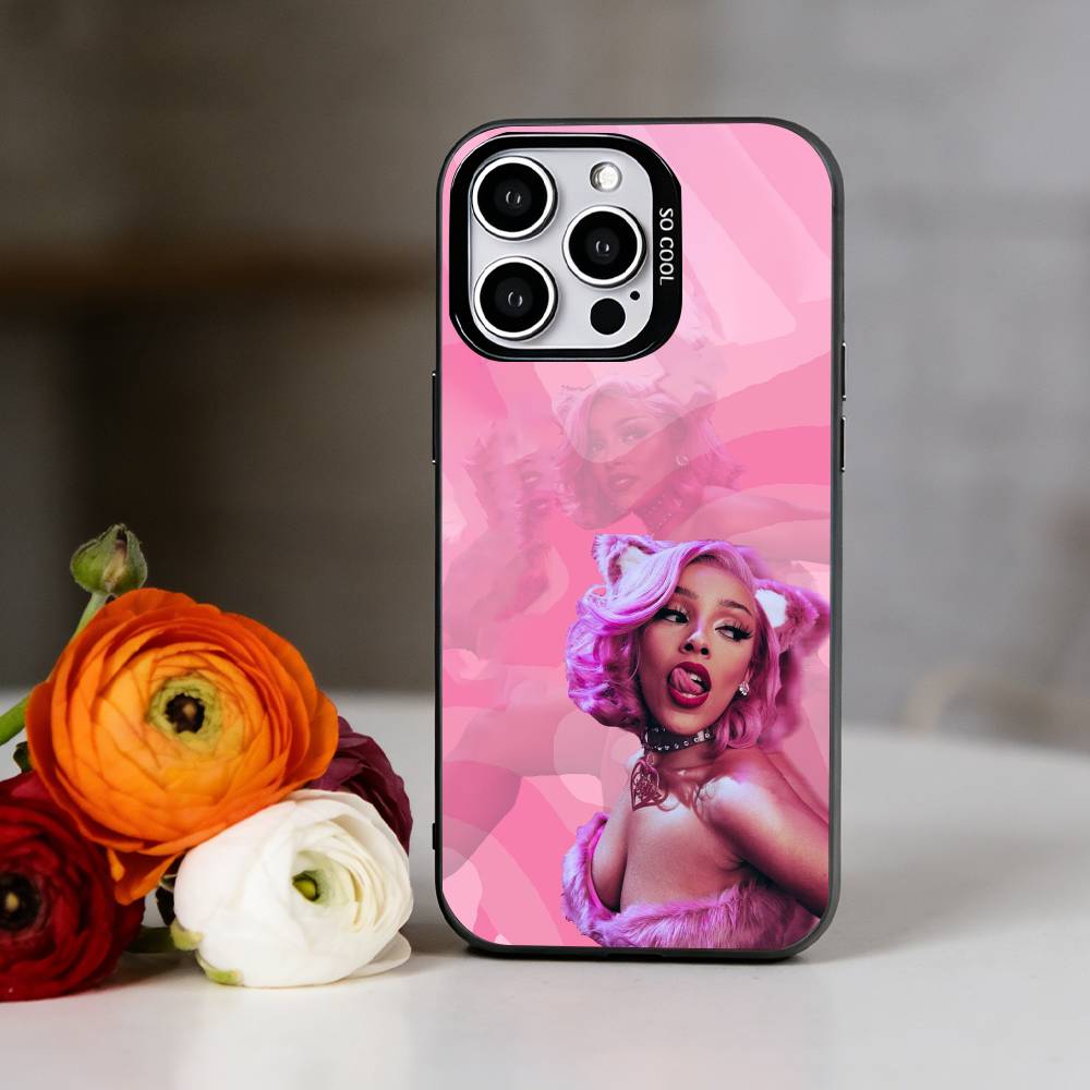 D-DOJA Cat Phone Case For iPhone 17,16,15,14,13,12,11 Plus,Pro Max,XS,Colorful Silver Phone Case Funda Cover