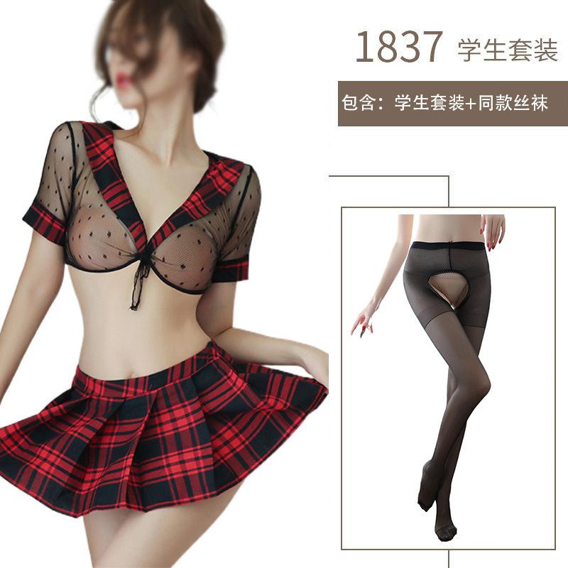 Sex Underwear Cute Pure School Girl Uniform Black and Red Plaid Sex Uniform Short Skirt Suit Cosplay