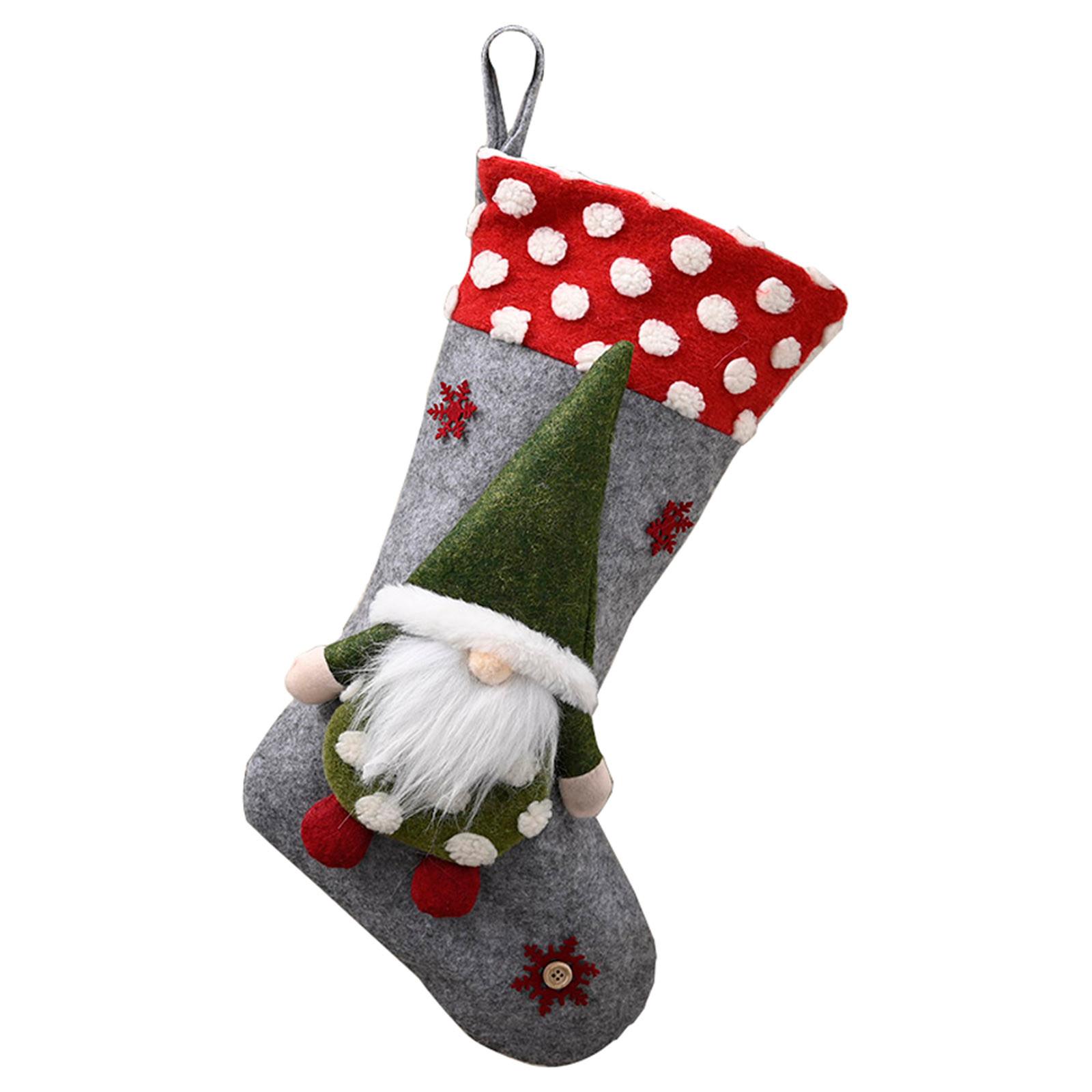 

Christmas Santa Stockings Xmas Socks Gift Candy Bags Christmas Decorations Faceless Doll Christmas Socks 20-inch Lamb Wool