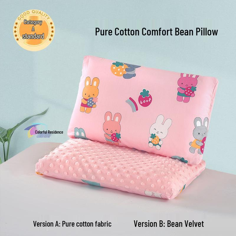 New A-Class All-Cotton Children s Pillow with Removable Ice Bean Velvet Cover 30×50 cm (removable pillowcase + core)
